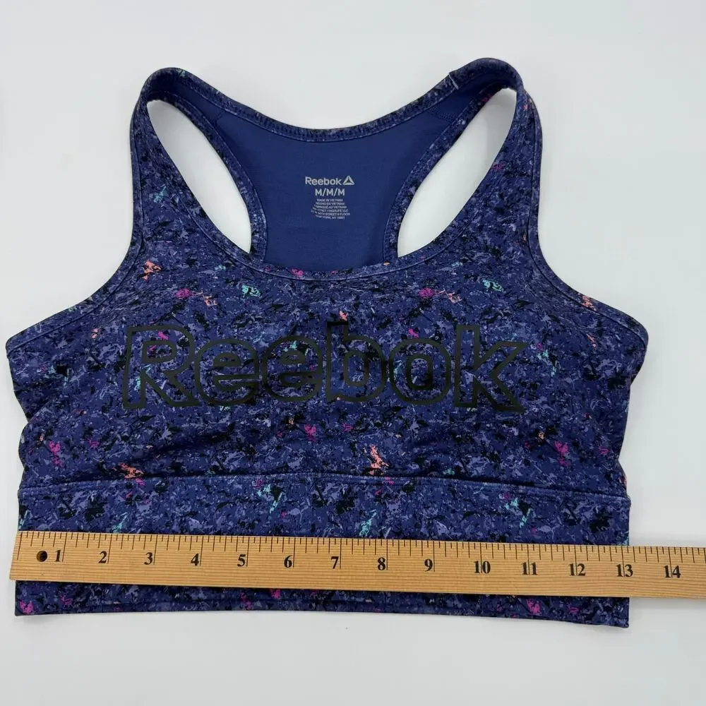 REEBOK Renew Long line Sports Bras (2) Size M Removable Cups Pullover Racerback